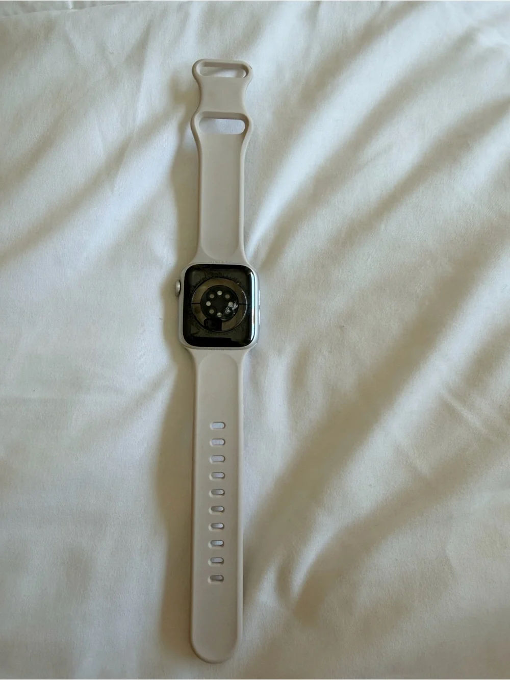 Apple Watch Series 6 with Light Beige Silicone Band